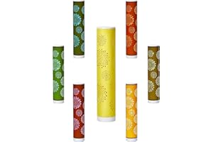 ‎NORTHPOINT Northpoint LED Lichtsäule Stehlampe mit samtiger Textil Oberfläche und Stanzmuster Höhe ca. 64cm RGB und warmweißes Licht stufenlos dimmbar (Gelb Pusteblume)