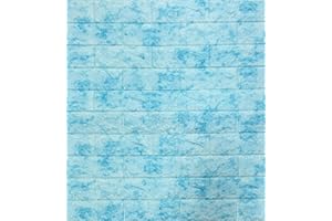 RHP Papel tapiz 3D para pared ladrillo autoadhesivo adhesivo de pared impermeable placa de pared revestimiento de pared autoadhesivo en apariencia de piedra, Mármol azul., 10 piezas
