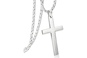 Milacolato Naszyjnik z krzyżykiem ze stali nierdzewnej dla mężczyzn kobiet 3 mm krzyż wisiorek naszyjnik z łańcuszkiem srebrny łańcuszek Croix Nekles biżuteria 61 cm