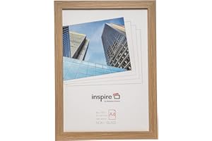 Hampton Frames | Sorbonne Poster Photo Frame A4, Brown, Wood Effect, Acrylic Front | Display Portrait or Landscape, Wall Mount or Freestanding | Home or Office Decor