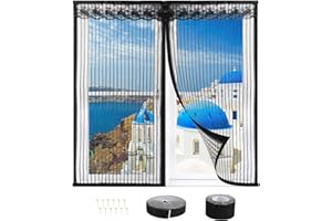 VINFUTUR 120x120cm Mosquitera Ventana Magnética Kit, Cortina Mosquitera Ventana Cortina Antimosquitos Imán+Cinta Adhesiva para Exterior Jardín Balcón Salón Casa Tienda