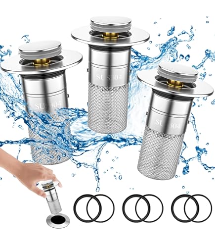 2 Tappi Lavandino Universali 34-40mm - Con Filtro Capelli, Per Bidet, Lavello Da Appoggio - Pop Up - Foto 6