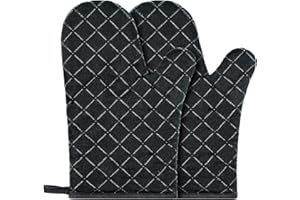 HONGTELLOR Oven Gloves,Heat Resistant Silicone Oven Gloves Non-Slip Kitchen Oven Mitts for Grilling,Cooking,Baking,Kitchen,Microwave,Pizza (Black)