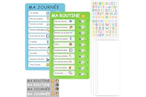 MKISHINE Tableau de Routine Quotidienne pour Enfants Planning de Tâches 2 Tableaux avec 10 Cartes Liste de Contrôle personnaliser DIY Tâches Ménagères Rappel Plan d'Études et Les lettres Sticker (Vert+Bleu)