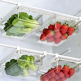2PCS Expandable Fridge Organizer &ndash; Removable Drawers for Refrigerator, Adjustable Transparent Storage Box, BPA Free Plastic F