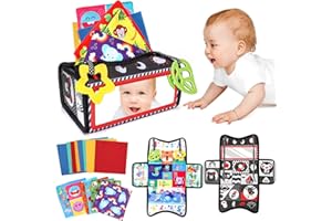 CITSKY Newborn Baby Sensory Montessori Toys: Engaging 1st Birthday Gifts for Girls Boys - Tummy Time Toys for babies 0-6,6-12-months - Engaging Black and White Tissue Box for Early Development