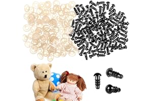 ERTLUTW 100 Pcs Safety Eyes for Crochet Toys 8mm, Safety Eyes with Washer 8mm Black Plastic Toy Eyes Craft Eyes Craft Black Eyes Doll Eyes for Soft Toy Making Craft Plastic Eyes for Craft Animals Puppet DIY