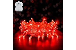 ‎AIFULO aifulo Lichterkette Außen Batterie Rot, 3M 30 LED Halloween Lichterkette mit Timer (6 Stunden AN | 18 Stunden AUS), IP65 Wasserdicht Halloween Lichterkette Batterie für Zimmer Halloween Party