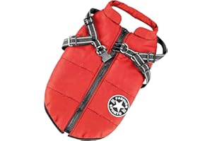 AIBORIA Giacche invernali per cani Antivento Impermeabili 2 in 1 Abbigliamento Cappotto termico per tempo freddo Pettorina con giacca invernale per cuccioli Giacca calda per cani invernale Rosso M