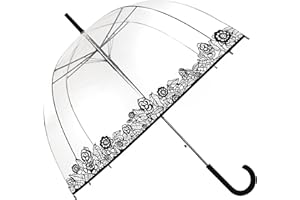 SMATI Umbrella Clear Dome See Through transparent birdcage stick (Flower theme)