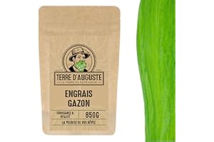 TERRE D'AUGUSTE LA TERRE DU PATRIARCHE DEPUIS 1920 Terre d'Auguste - Engrais Gazon 850G - Idéal pour Pelouse, Fertilisant Naturel, Enrichi en Azote