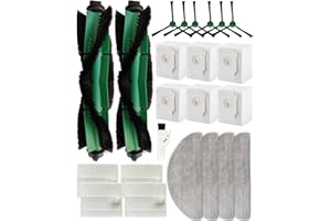 Yivy 23 piezas de repuesto para Irobot Roomba Combo 2 Essential, IRobot Roomba 105 Combo, Auto Empty Dock Aspiradora, Accesorios: 2 cepillos principales, 6 cepillos laterales, 4 filtros HEPA, 6 bolsas