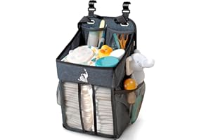 Cradle Star Wickeltisch Organizer zum Anhängen - Wickeltisch Zubehör - Wickelkommode Organizer - Baby Organizer für Windeln und Wickelkommode Zubehör - Windel Caddy in Dunkelgrau