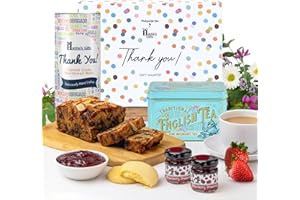 HATTIE'S GIFTS Afternoon Tea Thank You Hamper by Hattie’s Gifts - Vintage Victorian Tin, Fruit Cake, Shortbread & Preserves - Teacher Gift, Staff Thank You, Corporate Afternoon Tea Gift Set