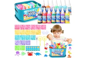 Sanlebi Juguete de Aqua Gelz, 46 PCS Creativos Elfo Mágico de Agua, con 14 Botes de Gel de Color y 20 Formas, con Caja de Almacenamiento, Regalo para Niños Niñas 3 4 5 6 Años