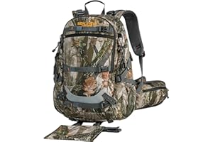 NewView Mochila de Caza Camo 35L Con Armazón Interal, 600D Durable 2100cu Mochila de Día con Soporte para Rifle, Cubierta de Lluvia Incluida