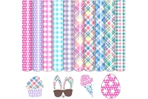 Tintnut Plaid HTV Heat Transfer Vinyl - 10 Sheets 12 X10 Inches Pastel HTV Plaid Heat Transfer Vinyl Easter HTV Iron on Vinyl Spring Floral HTV for T-Shirts Compatible with Cricut/Silhouette Cameo