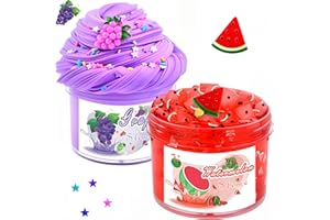 Niuruilsi 2 Pack Fruit Slime Kit,Super Soft and Non-sticky,Nice for Stockings,Party Favor,Easter Filling,Birthday Gift, Stress Relief Toy for Kids,Goodie Bag Stuffers.