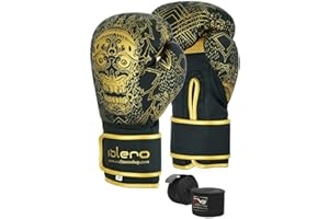Islero EVO Fitness Guanti da boxe neri opachi Uomini Sacco da boxe Donne MMA Muay Thai Arti Marziali Kick Boxing Sparring Allenamento Guanti da combattimento con impacchi per le mani