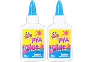 WHITE HINGE 2X Squeezy Bottles of 40ml PVA Glue Art & Craft Kids Washable Safe & Non Toxic Adhesive No-Mess Lid