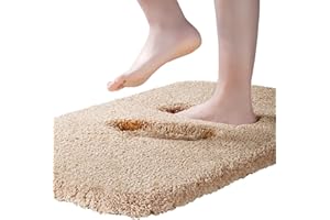 ROLIZOE Bardzo gruby dywanik do łazienki, antypoślizgowa mata łazienkowa, bardzo chłonny dywanik łazienkowy, mata, super miękki dywanik pod łóżko, dywan, mata podłogowa z mikrofibry, 60 x 90 cm,