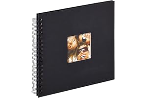walther design Album Fotografico Nero 26 x 25 cm Album a Spirale con Ritaglio di Copertina, Fun SA-108-B