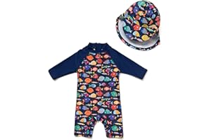 BONVERANO Bañador Recién Nacido Manga Corta Protección UV 50+ con Gorro