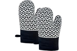 ZVZM Ofenhandschuhe Hitzebeständige 300°C, Backhandschuhe Ofenhandschuh Silikon Anti-Rutsch Topfhandschuhe, Kochhandschuhe mit Rutschfestem Silikonmuster für Kochen Backen Grillen.