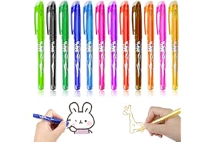 TEOKANTZ 12 Pezzi Penne Gel Cancellabili, 0.5mm Biro Cancellabili, Penne Colorate Cancellabili per Cancelleria Scuola Cancelleria Ufficio Pittura - 12 Colori