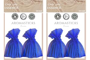 AMBICAR AROMASTICKS Ambientador para Casa. 4 Bolsitas Palitos Aromáticos para Armarios, Cajones o Zapateros. Pack Ocean. Esencia Natural, SIN Alcohol, Fragancia Bergamota.
