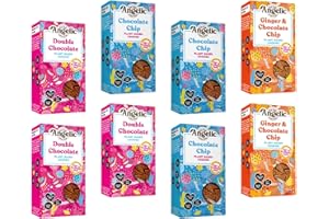 ANGELIC GLUTEN FREE Angelic Free From 8 Mixed Box Vegan & Gluten Free Cookies. Dairy, Nuts, Soya, Egg & Peanut Free. Allergy Safe Snacks. (8 Packs x 125g- 3 Chocolate Chip, 3 Double Chocolate, 2 Ginger & Chocolate)