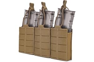 TWINFALCONS Tácticas Bolsa de Revista Triple,Porta Cargador de Open-Top Liberación Rápida Mag Bag Con Corte Láser MOLLE para M4 M16 AK G36 Rifle y Pistola