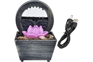 Joyzan Tischbrunnen, Indoor Wasserfall Meditationsbrunnen Zierbrunnen Rock Desktop Brunnen Zimmerbrunnen Mini Wasserspiel Entspannung USB LED Leuchten Basteln für Zuhause Büro Schreibtischdekoration