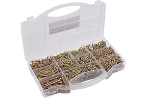 Connex Universalschrauben-Sortiment 1700-teilig - Diverse Größen - Senkkopf - TX-Antrieb - Vollgewinde - Gelb verzinkt / Schrauben-Set / Sortimentskasten / DP8500132