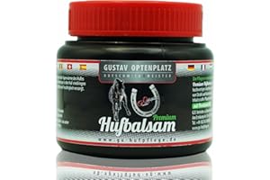 Gustav Optenplatz Premium Hufbalsam für Pferde, GO! Pferdepflege für gesundes Hufwachstum, Huffett für die tägliche Hufpflege, Hufsalbe & Huffestiger gegen trockene rissige Hufe, Anti-Doping (250ml)