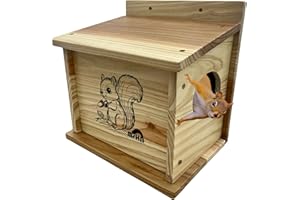 MrHN S Squirrel House - Squirrel Houses for Outside Nesting, Squirrel Nesting Box, Squirrel Boxes for Outside, Chipmunk Houses MrHN Basic