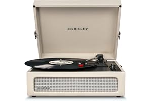 Crosley Voyager Tourne-Disque avec 2 Haut-parleurs, entrée et Sortie Bluetooth et AUX - Tourne-Disque rétro à 3 Vitesses - pour vinyles de 7", 10" et 12" - Portable avec étui intégré - Dune