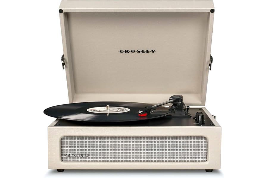 Crosley Voyager Portable Turntable - Bluetooth Record Player, 3-Speed Suitcase Vinyl Player, Home Turntables for Vinyl Records, Built in Stereo Speakers & Bluetooth Receiver, AUX Input, Dune