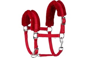 START ENJOY THE RIDE Cavezza per Cavalli Start FoalMink - Cavezza Regolabile per Cavalli Foderata con Pelliccia Sintetica, Cavezza per Pony, Cavezza per stalla, Cavezza per pascolo (foal, Rosso)