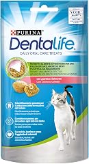 PURINA DENTALIFE Daily Oral Care Snack per l'Igiene Orale per Gatti Adulti con Salmone 8 Confezioni da 40g