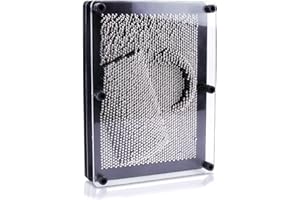 YAYAFUNFUN Metal Pin Art Impression Toy Large, 13x18cm 3D Pin Art Board Toy, 3D Pins Sculpture Silver, Metal Needle Artwork, Retro Classic Antistress Gift Toy Present for Kids Adults Desk Office Gadgets