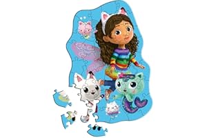 Trefl - Puzzle in Legno: Gabby's Dollhouse, L'Allegra Gabby - 50 Pezzi, Puzzle ad Incastro Wooden Puzzle, Forme Irregolari, 10 Personaggi, Puzzle Moderno per Bambini dai 5 Anni