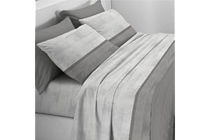 RIAD ARREDO Mahome Set Completo Letto in Pregiata Flanella 100% Cotone con Trattamento Antipalline - Completo Lenzuola Caldo Cotone Morbide Artigianali Alta Qualità Made in Italy (Minimal Grigio, Matrimoniale)
