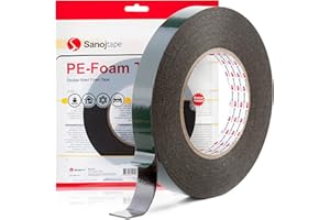 Czarna, Dwustronna i Trwała Taśma Piankowa 19mm x 10m Do Przyklejania Tablic Rejestracyjnych, Montażu Części Samochodowych, Wodoszczelna, LED. Mocno Klejąca Taśma Sanojtape o Grubości 1mm