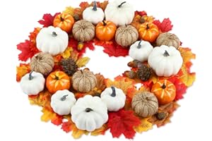 Kesote 162 Pezzi Zucche Decorative Autunnali, Decorazioni Autunnali, Zucche Halloween Decorative, Set di Verosimigliante Zucca di Schiuma Foglia di Acero Pinolo e Pigna