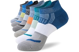 Cirorld Trainer Socks for Men, 6 Pairs Full Cushioned Ankle Running Socks, Low Cut Breathable Comfortable Cotton Socks, Sports Socks for Walking, Hiking, Running, Cycling