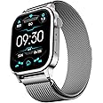 Fire-Boltt Rise Luxe Smart Watch, 1.85" HD Display, Metal Body with Bluetooth Calling, Rotating Crown, AI Voice Assistant, 120 Sports Modes, Neon UI, SpO2 & Heart Rate Monitoring (Silver Mesh)