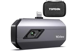 TOPDON TC002 Kamera termowizyjna do systemu iOS, rozdzielczość 256 x 192 IR, czułość cieplna 40 mK, zakres testowania od -20℃ do 550℃, 3 pomiary ciepła i 11 konfigurowalnych palet, do iPhone'a i iPada