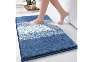 Enyhom Dywanik łazienkowy 60 x 90 cm z mikrofibry miękka chłonna, antypoślizgowa, można prać w pralce, długie runo, do salonu, sypialni, niebieski
