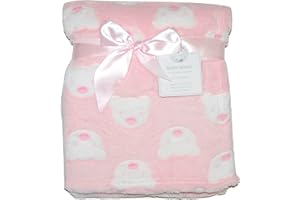SNUGGLE BABY Baby Girl Soft Fleece Wrap Blanket Pram Cot Crib Moses Basket Pink Bear